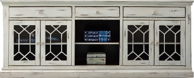 80 Inch Distressed White TV Stand - Prisma