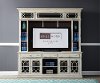 Distressed White 2 Piece Ornate Entertainment Center - Prisma