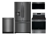 KIT Frigidaire 4 Piece Kitchen Appliance Package with Electric 5.4 cu. ft. Range - Black Stainless Steel