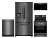 KIT Frigidaire 4 Piece Kitchen Appliance Package with Gas Range and Built-in Dishwasher - Black Stainless Steel