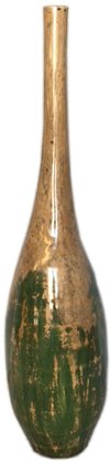 62 Inch Green and Gold Drop Floor Jar