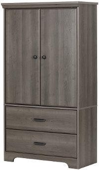 10604 Gray Maple Two-Door Armoire with Drawers - Versa -2