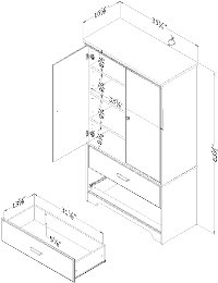 10604 Gray Maple Two-Door Armoire with Drawers - Versa -4