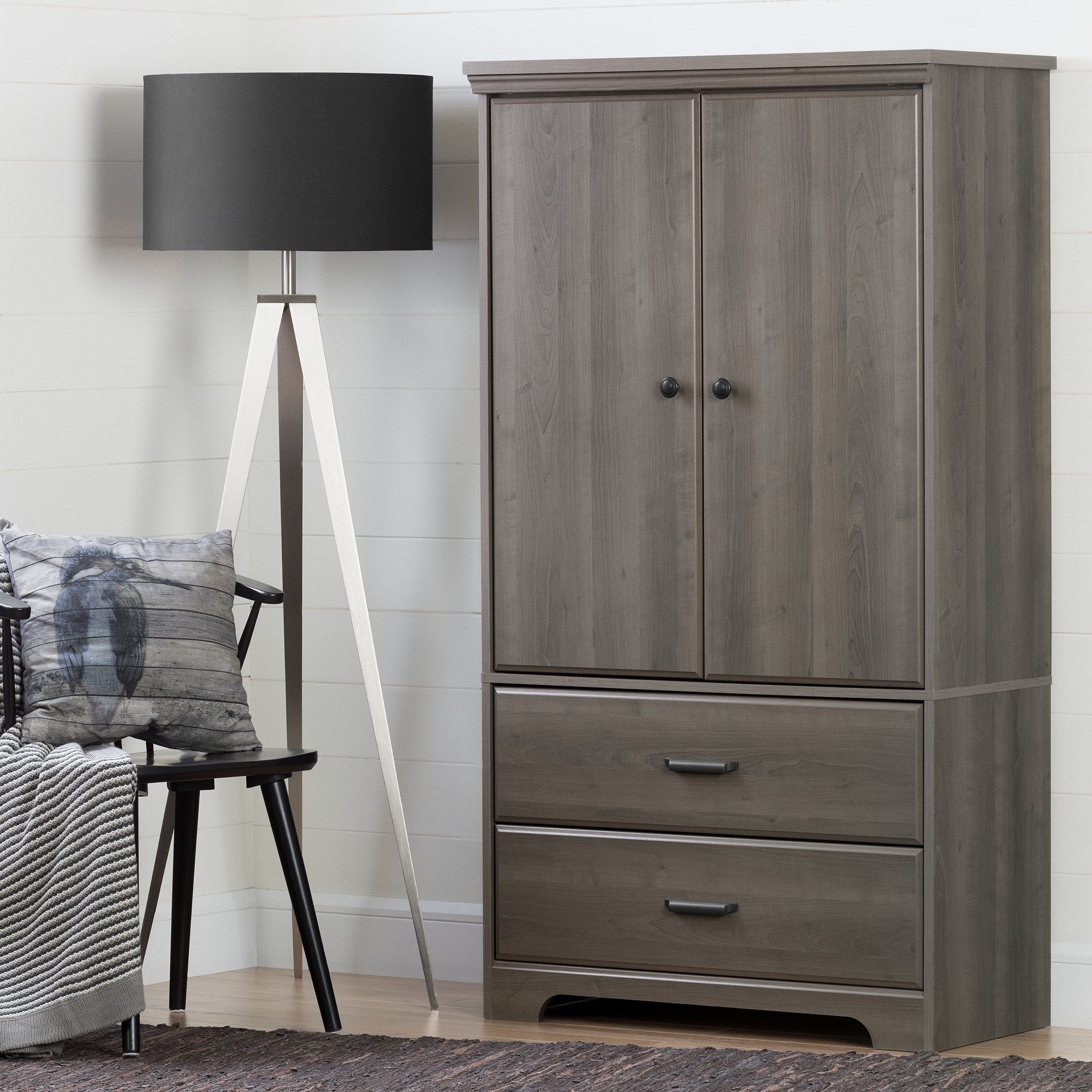 10604 Versa Gray Maple Two-Door Armoire with Drawers-1