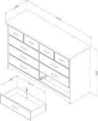 10606 Gray Maple 8-Drawer Double Dresser - Versa-7