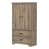 10607 Weathered Oak Two-Door Armoire with Drawers - Versa-4