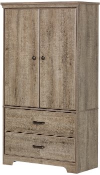 10607 Weathered Oak Two-Door Armoire with Drawers - Versa-4