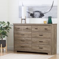 10609 Weathered Oak 8-Drawer Double Dresser - Versa