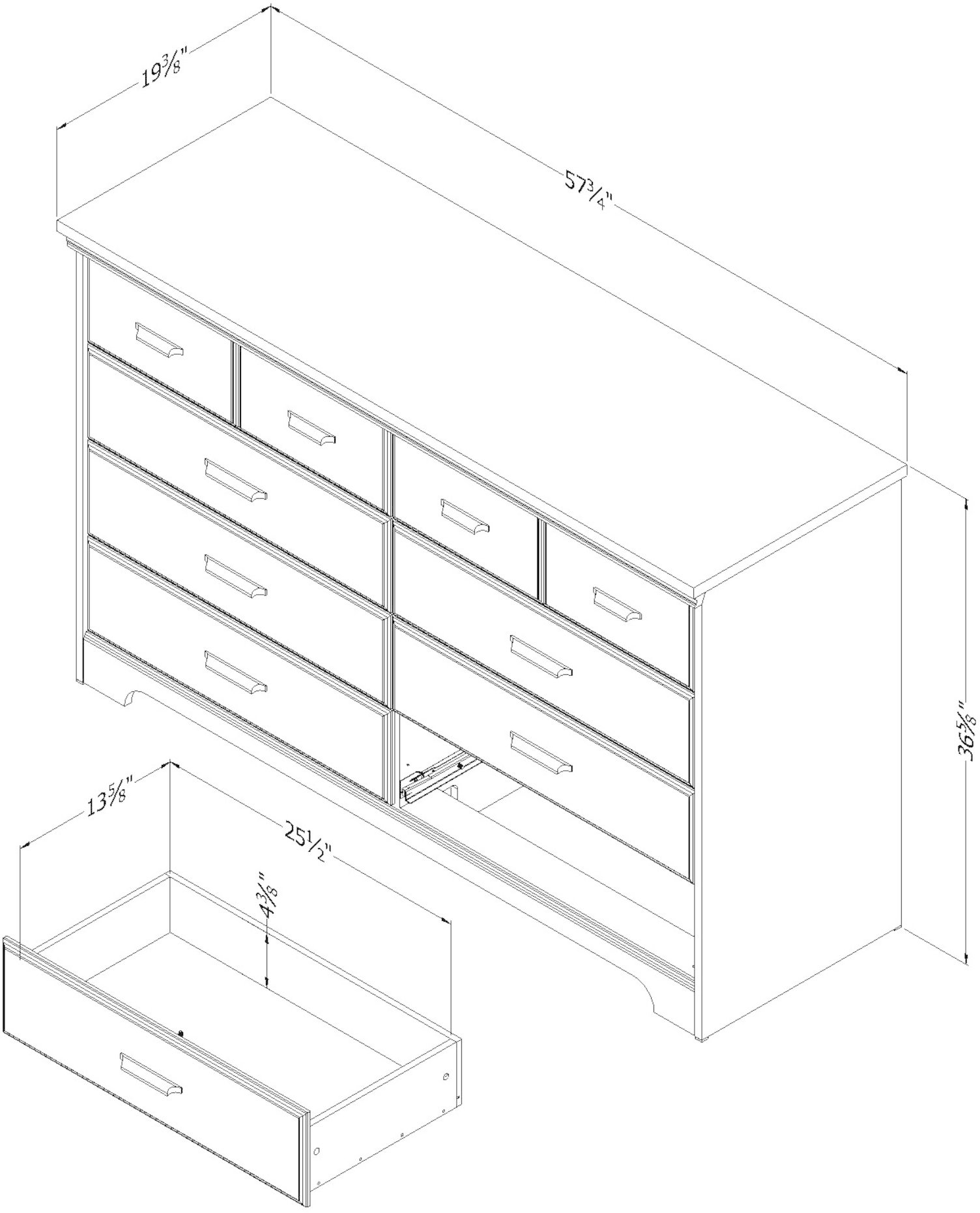 10609 Weathered Oak 8-Drawer Double Dresser - Versa -6