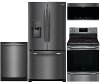 KIT Frigidaire 4 Piece Electric Kitchen Appliance Package with Counter Depth Refrigerator - Black Stainless Steel