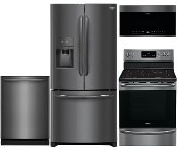 KIT Frigidaire 4 Piece Kitchen Appliance Package with Electric Range - Black Stainless Steel