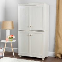 10311 White Wash 4-Door Storage Armoire - Hopedale