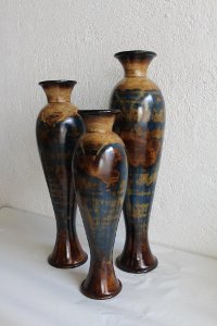24 Inch Cobalt and Turquoise Handmade Floor Candle Holder