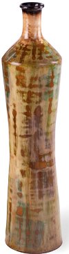 32 Inch Lime Blue and Brown Handmade Jar