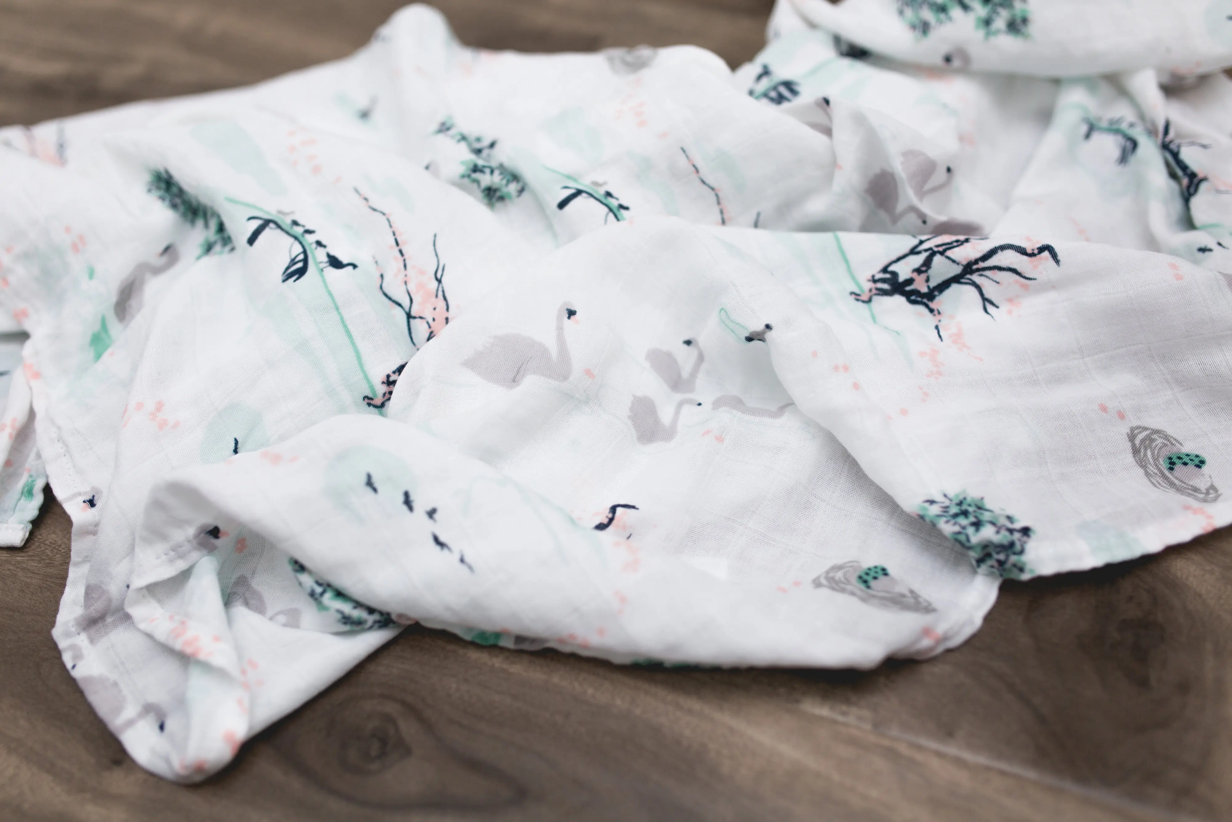 A Swan's Tale Bamboo Rayon and Cotton Muslin Swaddle Blanket-2