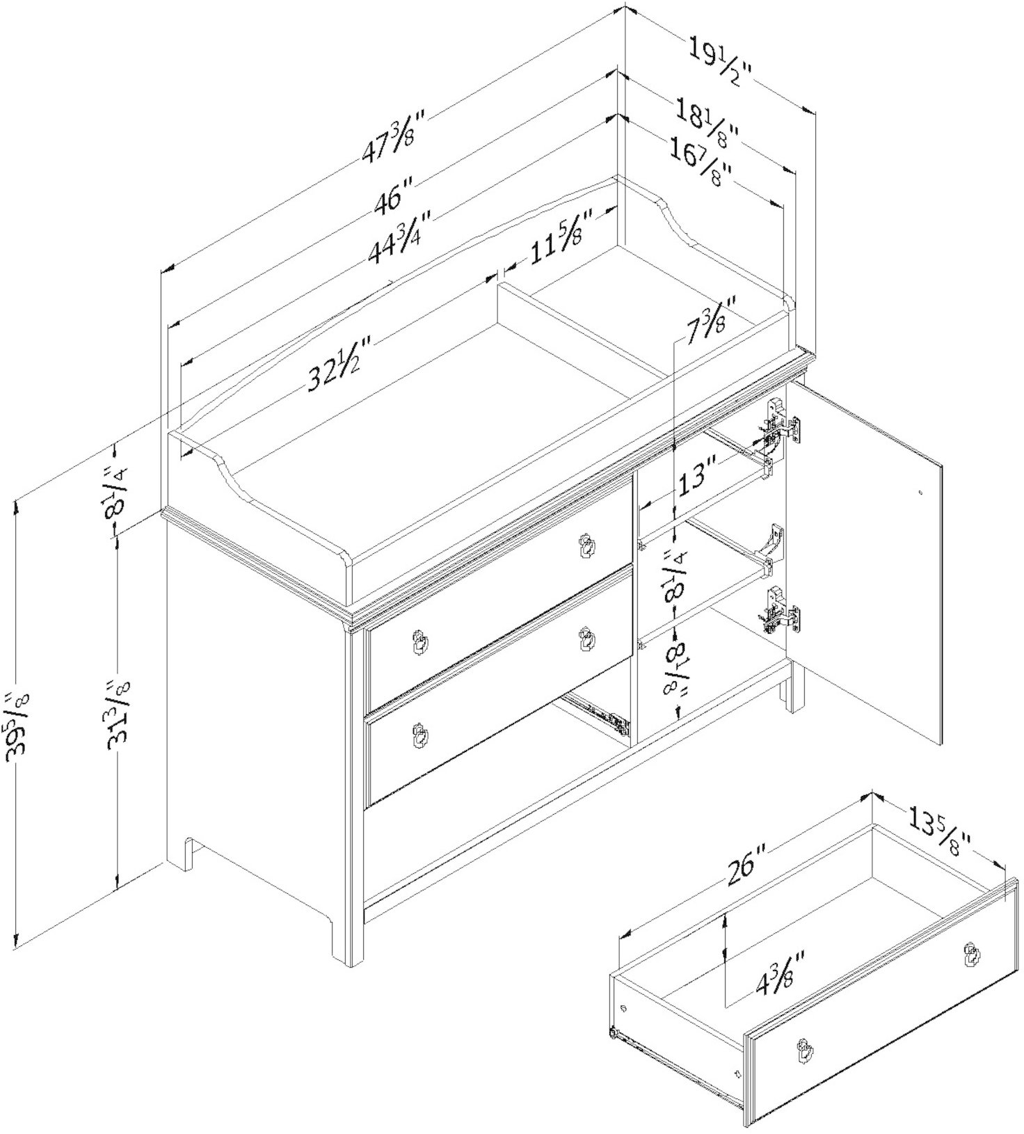 10624 Changing Table with Removable Changing Station - Catimini-8