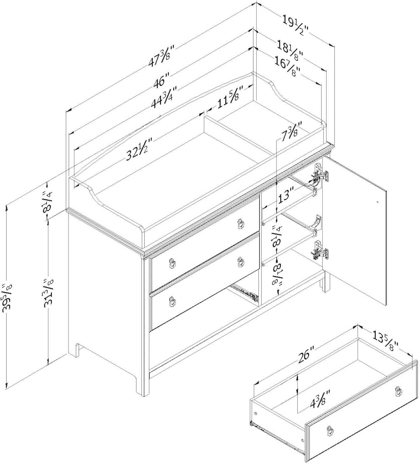 10624 Changing Table with Removable Changing Station - Catimini-8