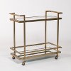 Antique Brass Bar Cart with Glass and Mirror Shelf