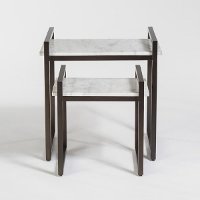 Gun Metal and Marble Nesting Tables - Set of 2