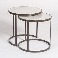 Metal and Marble Round Nesting Tables - Set of 2