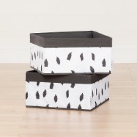 100212 White/Grey Baskets Feathers Print 2-Pack - Storit