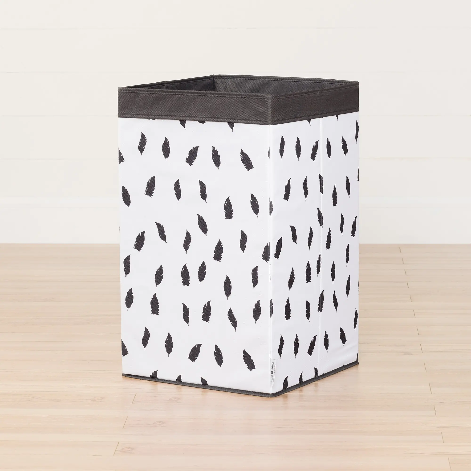 100213 White & Gray Feather Print Laundry Hamper - Storit-1