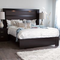 3659A2 Chocolate Platform Bed with Headboard - Gloria -2