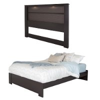 3659A2 Chocolate Platform Bed with Headboard - Gloria -3
