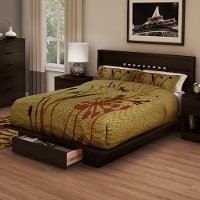3379A2 Chocolate Full/Queen Platform Bed and Headboard Set - Holland