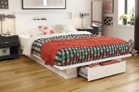 3340A2 White Full/Queen Platform Bed and Headboard Set - Holland