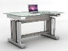54 Inch Glass and Chrome Sit and Stand Desk - Chrome