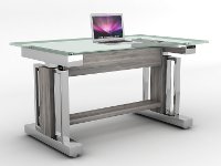 54 Inch Glass and Chrome Sit and Stand Desk - Chrome