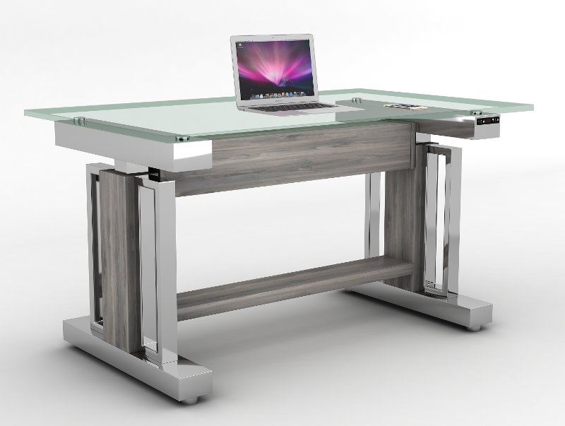 54 Inch Glass And Chrome Sit And Stand Desk Chrome Rc Willey