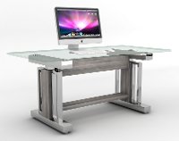 66 Inch Glass and Chrome Sit and Stand Desk