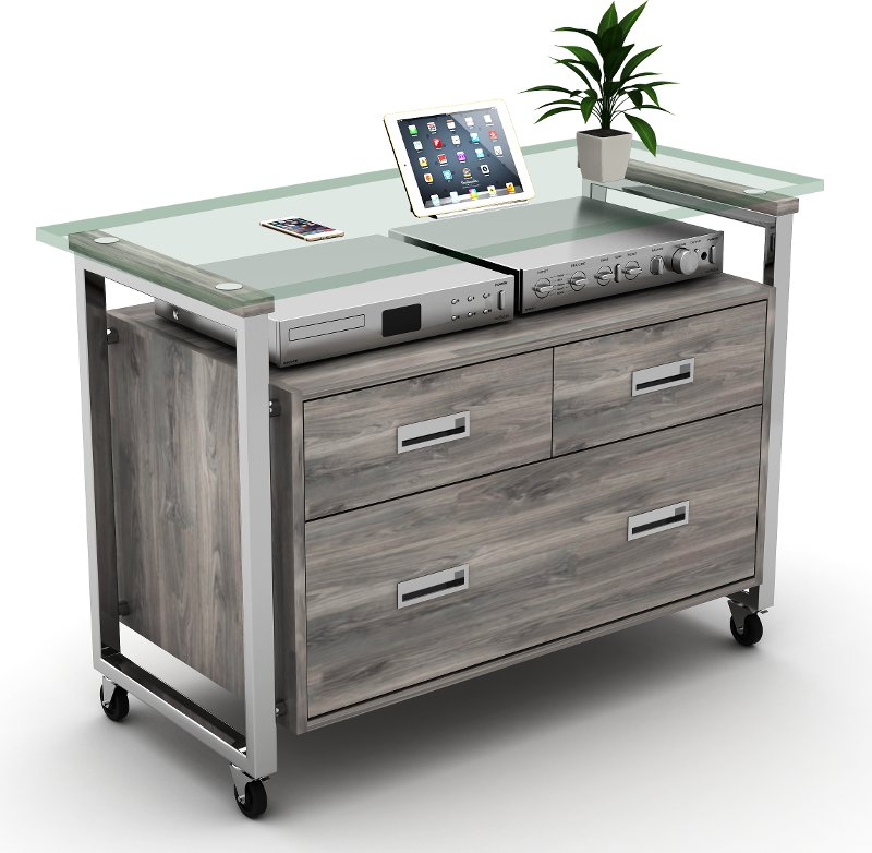 glass and chrome 3 drawer lateral file cabinet | rc willey furniture