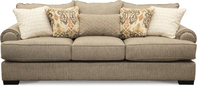 Casual Traditional Taupe Sofa - Bereta
