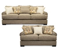 Traditional Taupe 2 Piece Living Room Set - Bereta
