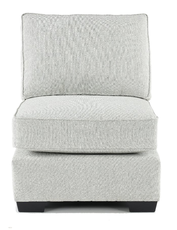 Classic White & Gray Herringbone Armless Chair - Griffin