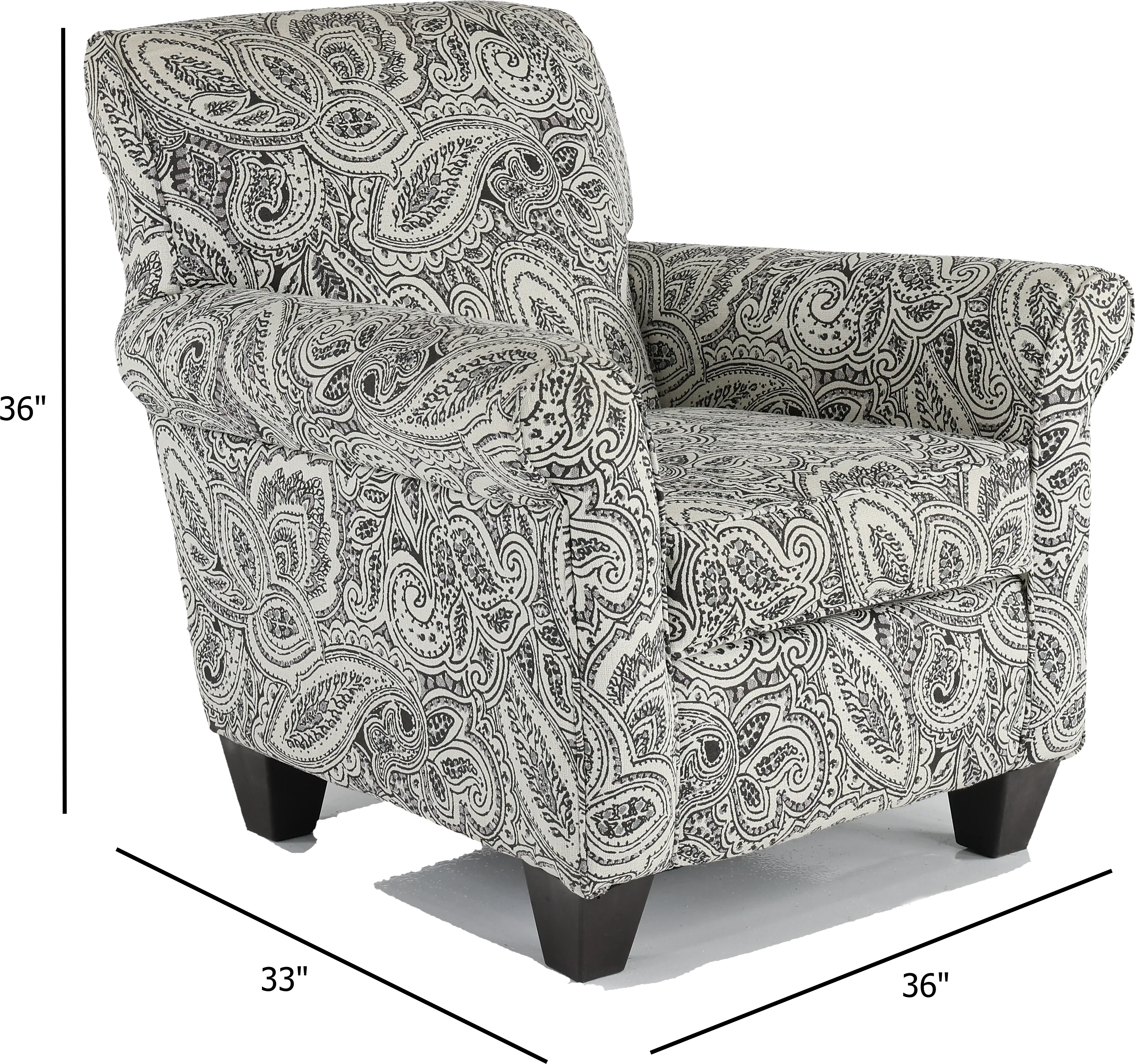 Classic Contemporary Pewter Paisley Accent Chair - Griffin-2