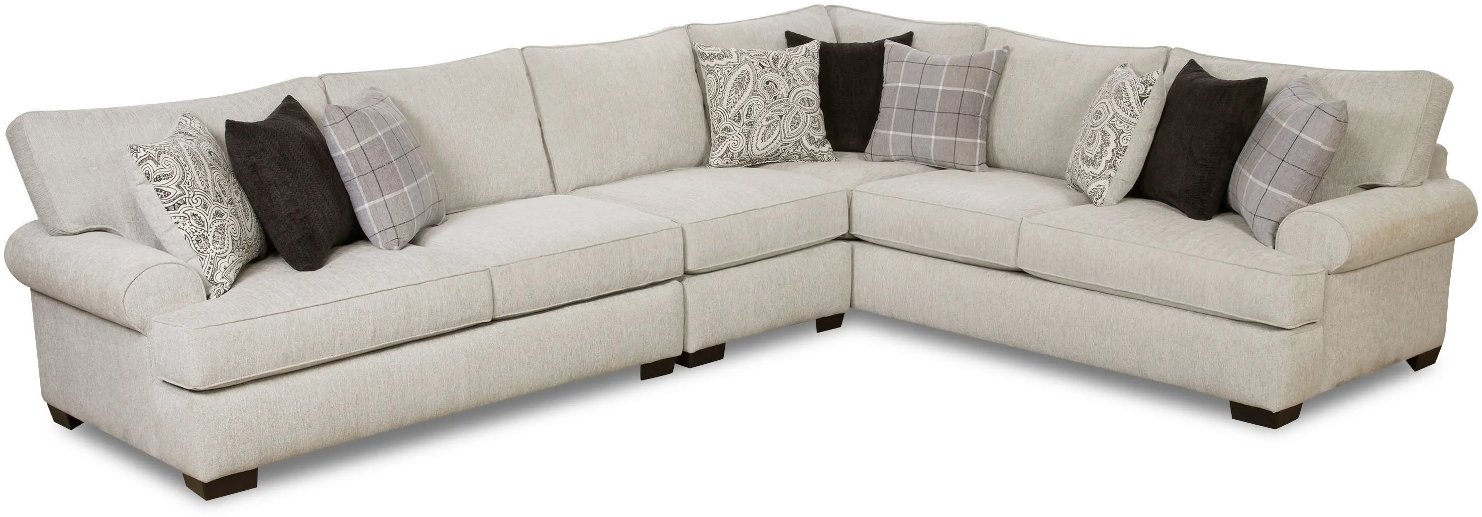 White and Gray 3 Piece Sectional Sofa with RAF Sofa - Griffin-1