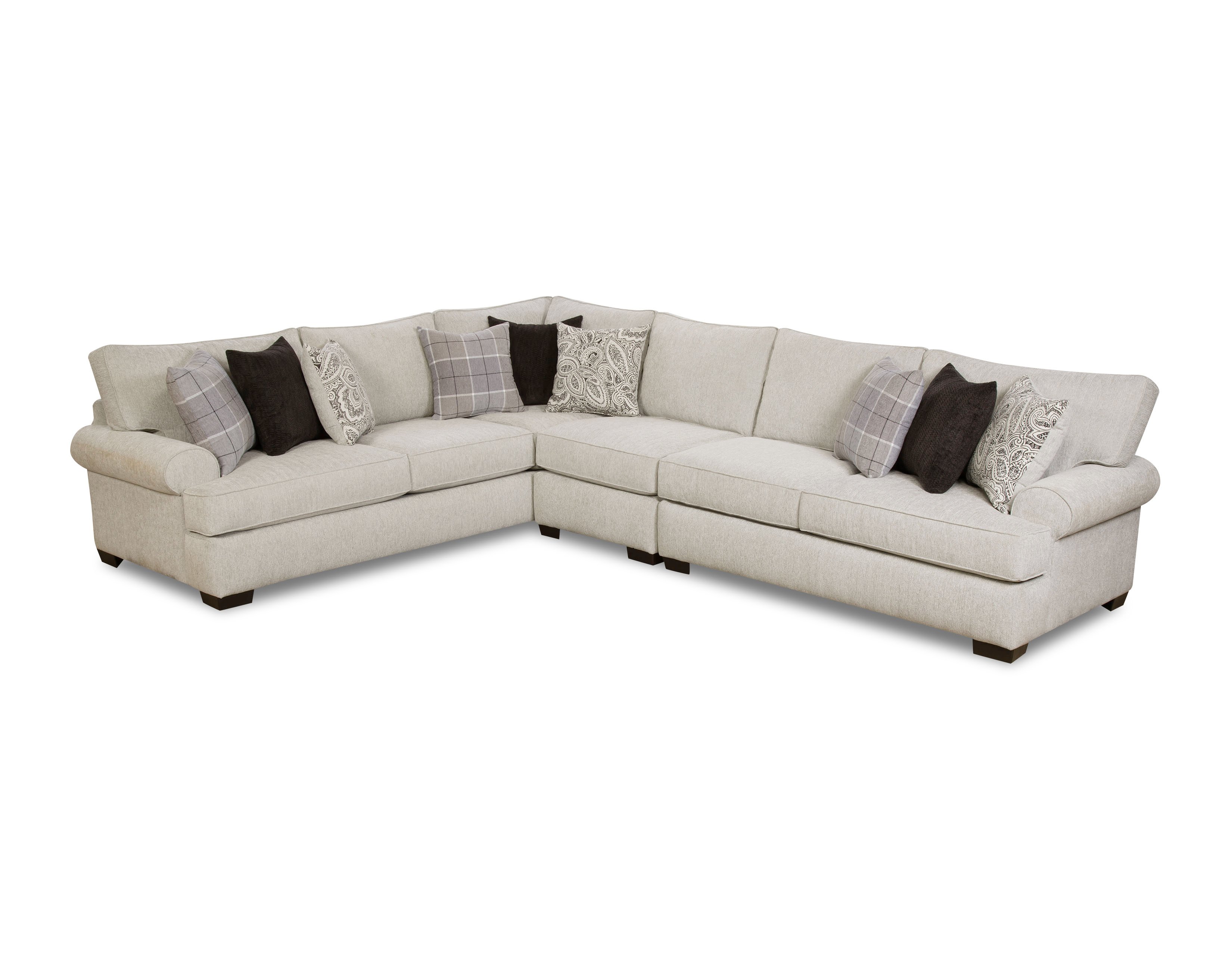White and Gray 3 Piece Sectional Sofa with LAF Sofa - Griffin-1