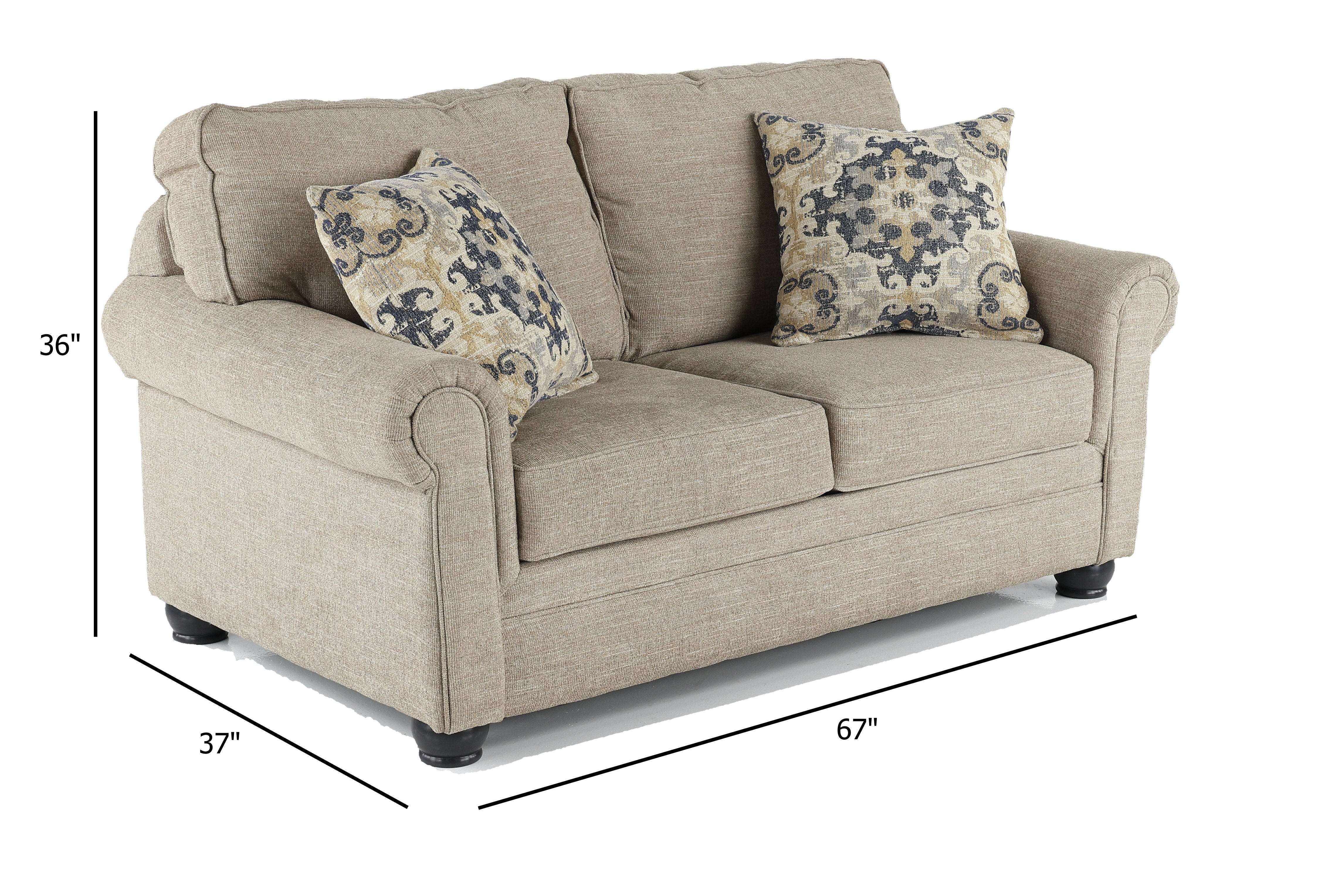 Casual Traditional Taupe Loveseat - Heather-2