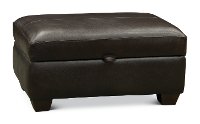 Contemporary Dark Brown Leather Storage Ottoman - Capri