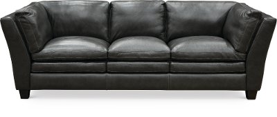 Contemporary Slate Gray Leather Sofa - Capri