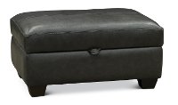 Contemporary Slate Gray Leather Storage Ottoman - Capri