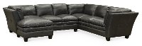 Contemporary Slate Gray Leather 3 Piece Sectional - Capri