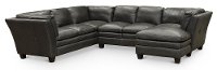 Contemporary Slate Gray Leather 3 Piece Sectional Sofa - Capri