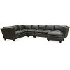 Contemporary Slate Gray Leather 4 Piece Sectional - Capri