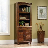 72 Inch Cherry Brown Bookcase with Doors