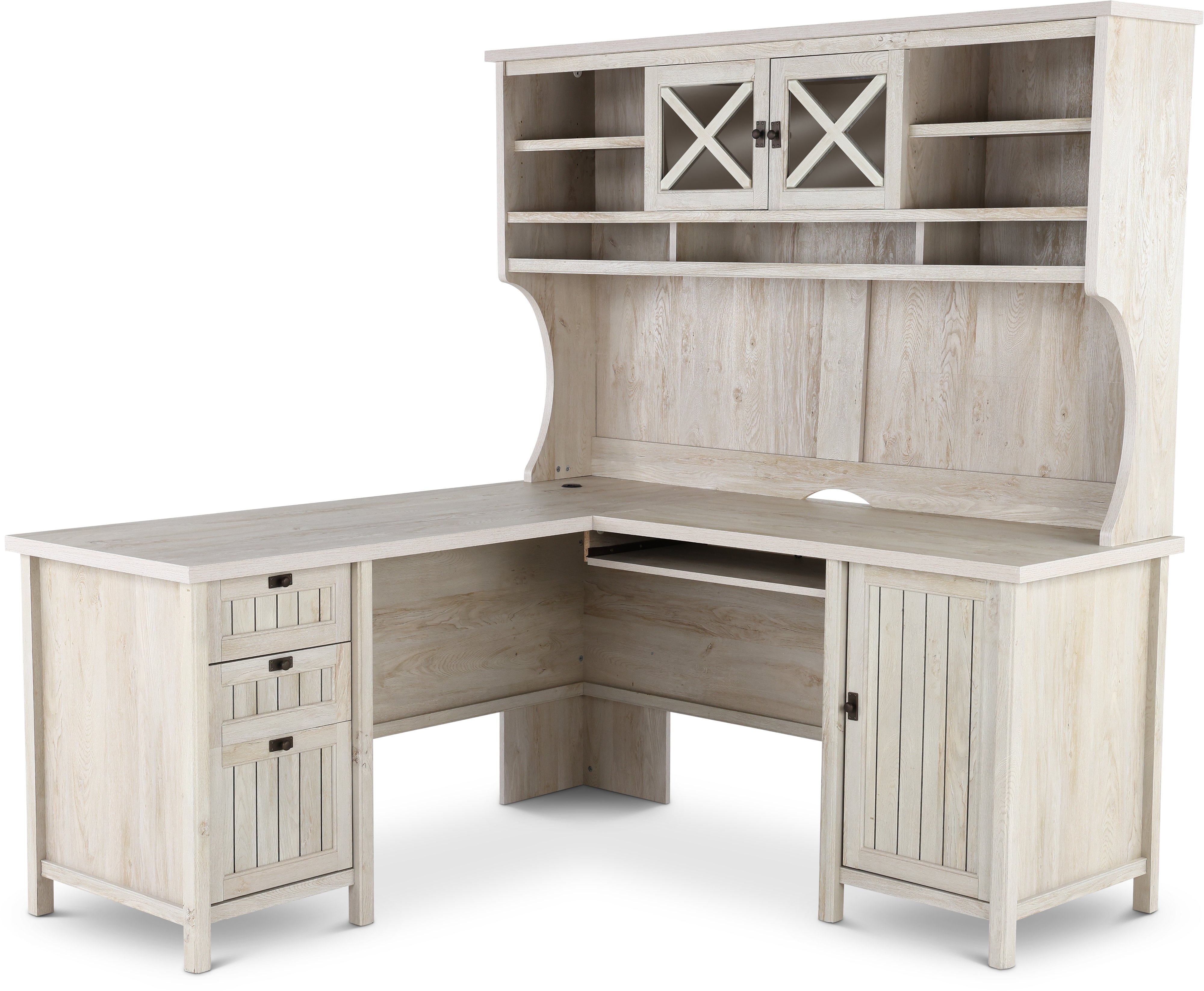 Costa L Shaped Corner Computer Desk with Hutch-2